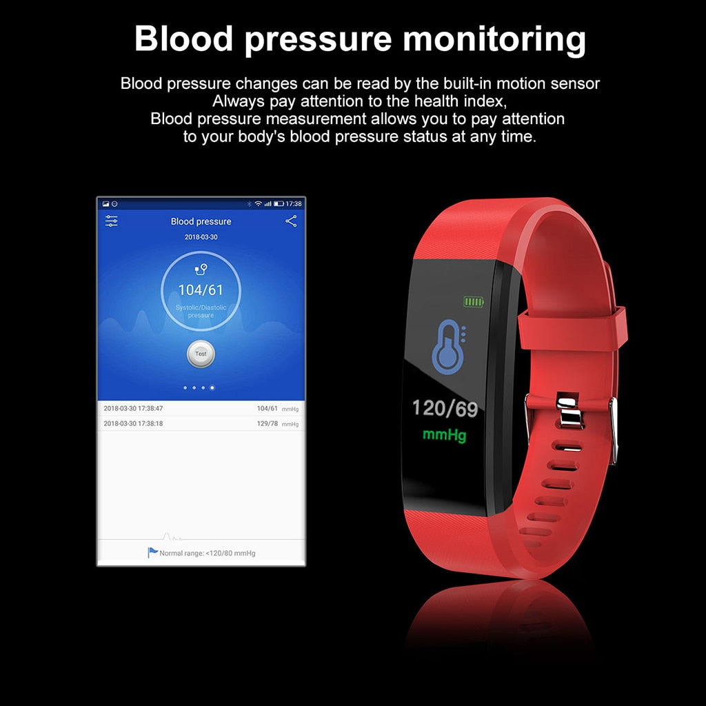 ID115 Plus Smart Bracelet Fitness Heart Rate Monitor Blood Pressure  Pedometer Health Running Sports SmartWatch for IOS Android(blue), snatcher
