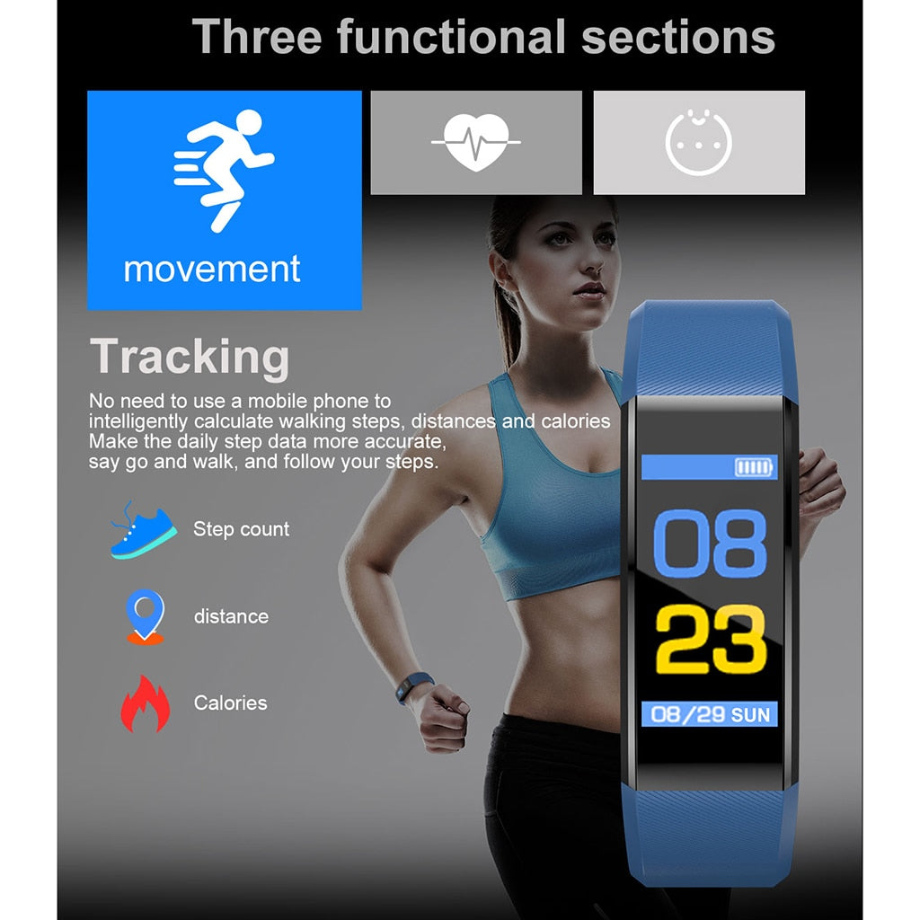 Bluetooth Smart Bracelet Heart Rate Monitor Fitness Tracker Step Counter  blue | Fruugo UK